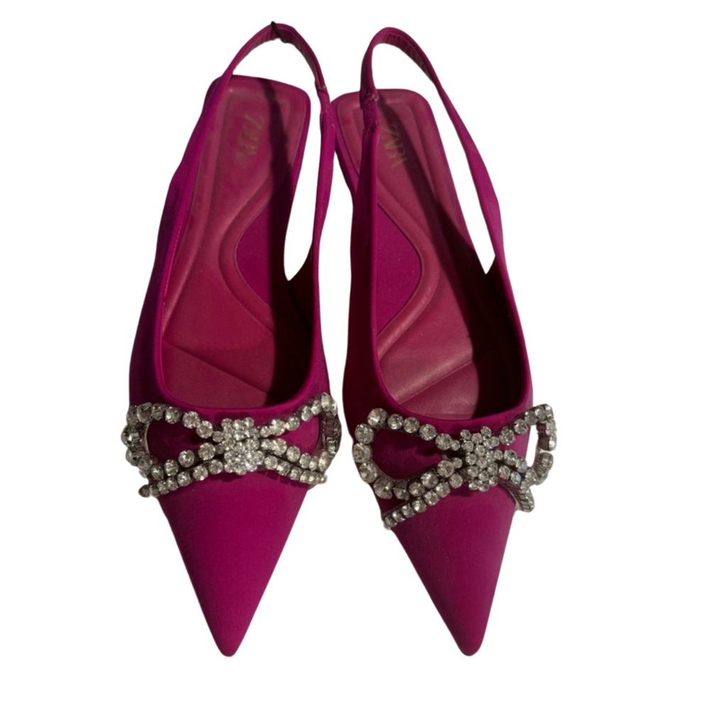 ZARA FLAT MULES WITH EMBELLISHED BOW